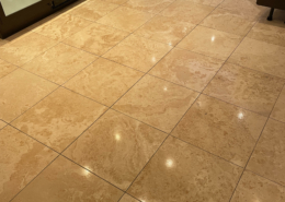 Travertine floor after cleaning, sealing and polishing in Whitchurch, Shropshire