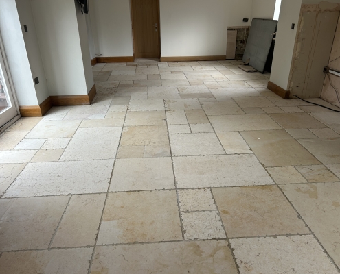 Travertine floor deep cleaned, honed and sealed in Milton Nr Repton, Derbyshire - before cleaning Travertine floor deep cleaned, honed and sealed in Milton Nr Repton, Derbyshire - before cleaning