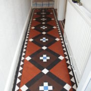 Victorian Minton tiled hall floor in Uttoxeter after cleaning and sealing