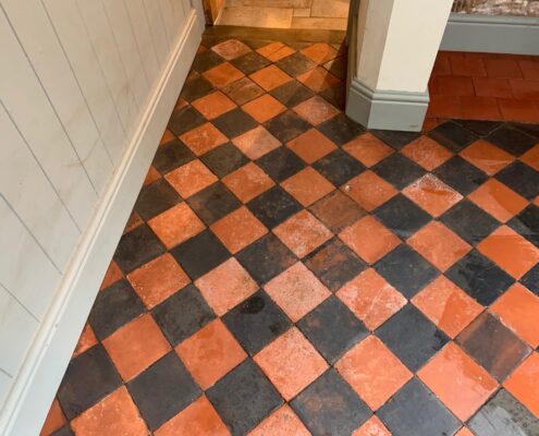 Victorian Quarry Tile Stripping, Cleaning and Sealing in Rugby, Warwickshire before