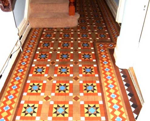 Victorian hall floor in Leek Staffordshire after cleaning and sealing