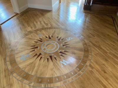 Amtico hallway deep cleaning, stripping and dressing (sealing and polishing) in Evesham, Worcestershire, after