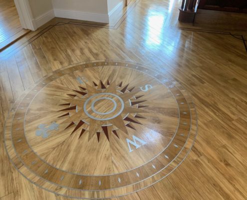 Amtico hallway deep cleaning, stripping and dressing (sealing and polishing) in Evesham, Worcestershire, after