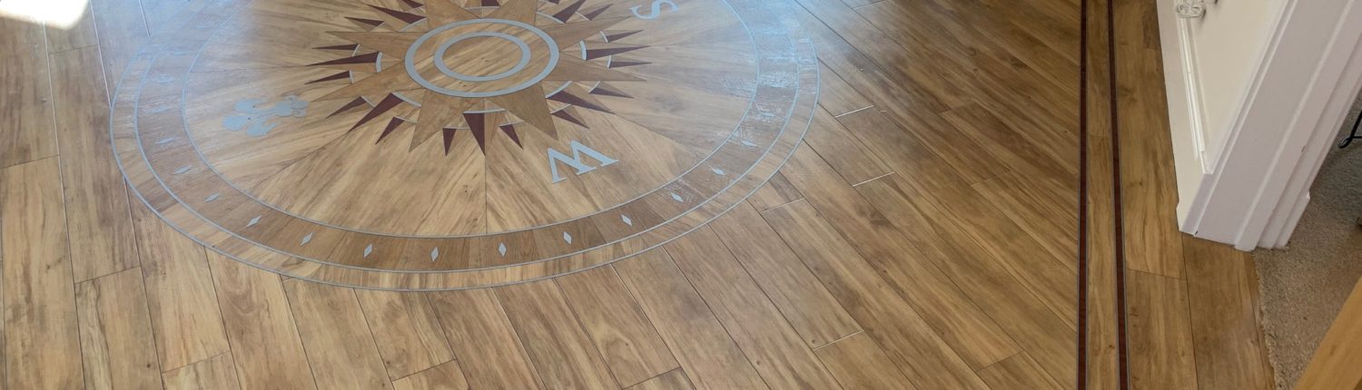 Amtico hallway deep cleaning, stripping and dressing (sealing and polishing) in Evesham, Worcestershire, before