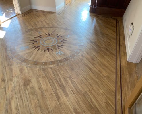 Amtico hallway deep cleaning, stripping and dressing (sealing and polishing) in Evesham, Worcestershire, before