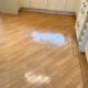 Amtico kitchen floor cleaning, stripping and polishing (dressing) in Droitwich, Worcestershire, after