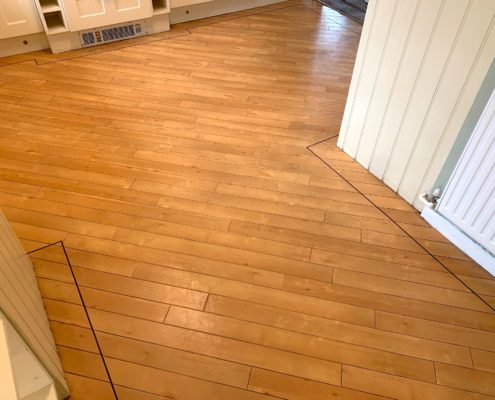 Amtico kitchen floor cleaning, stripping and polishing (dressing) in Droitwich, Worcestershire, before