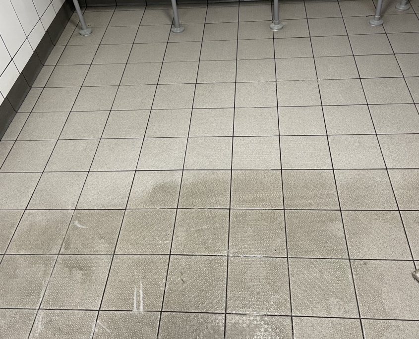 Textured Porcelain during cleaning in a Leisure Centre at Bollington