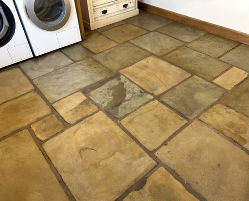 Flagstone floors deep cleaned and sealed in Hayfield, High Peak, Derbyshire, after2