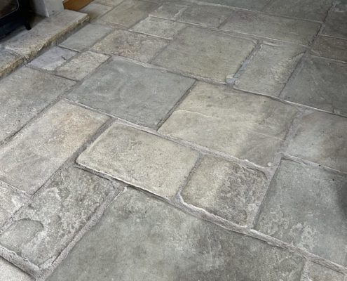 Flagstone floors deep cleaned and sealed in Hayfield, High Peak, Derbyshire, before2