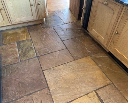 Sandstone kitchen floor deep cleaning, sealing & polishing (satin) in Aston Cantlow, Warwickshire, after2