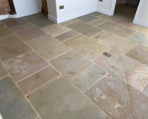 Limestone floor cleaning, honing and sealing in Leamington Spa, Warwickshire, after-4