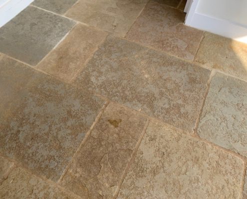 Limestone floor cleaning, honing and sealing in Leamington Spa, Warwickshire, before-1