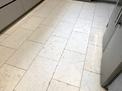 Limestone kitchen floor cleaning, honing & sealing in Stourbridge, West Midlands, after1