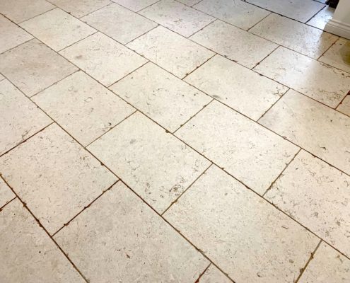 Limestone kitchen floor cleaning, honing & sealing in Stourbridge, West Midlands, after2