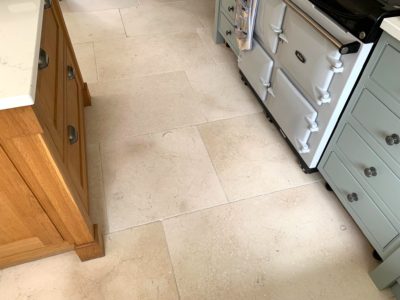 Limestone kitchen floor deep cleaning, honing & sealing in Clifford Chambers, Stratford upon Avon, Warwickshire, after2
