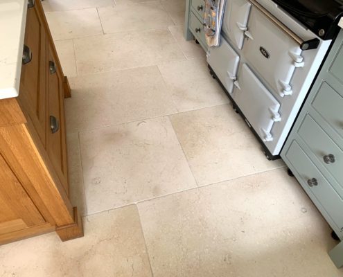 Limestone kitchen floor deep cleaning, honing & sealing in Clifford Chambers, Stratford upon Avon, Warwickshire, after2