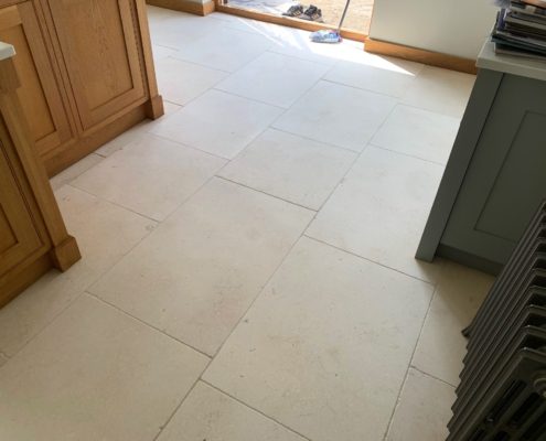 Limestone kitchen floor deep cleaning, honing & sealing in Clifford Chambers, Stratford upon Avon, Warwickshire, after3