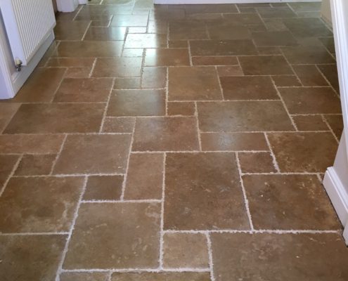 Natural stone floor deep cleaned, honed and sealed in Brewood, Wheaton Aston, Staffordshire, after1