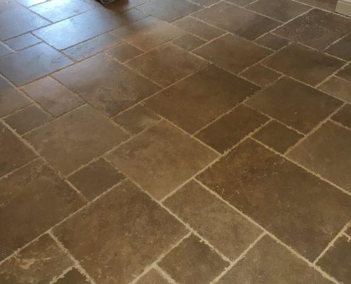 Natural stone floor deep cleaned, honed and sealed in Brewood, Wheaton Aston, Staffordshire, before2