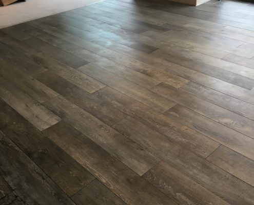 Plank style Porcelain floor deep cleaned and sealed in Lymm, Cheshire, after
