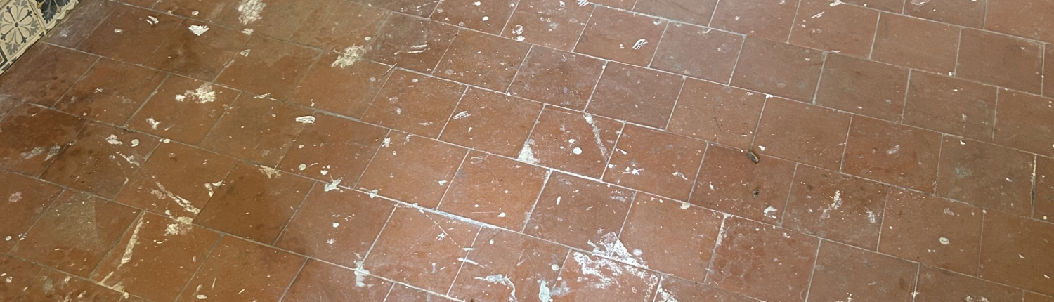Quarry tiled floors deep cleaned, stripped and sealed/colour enhanced in Great Haywood, Staffordshire, before