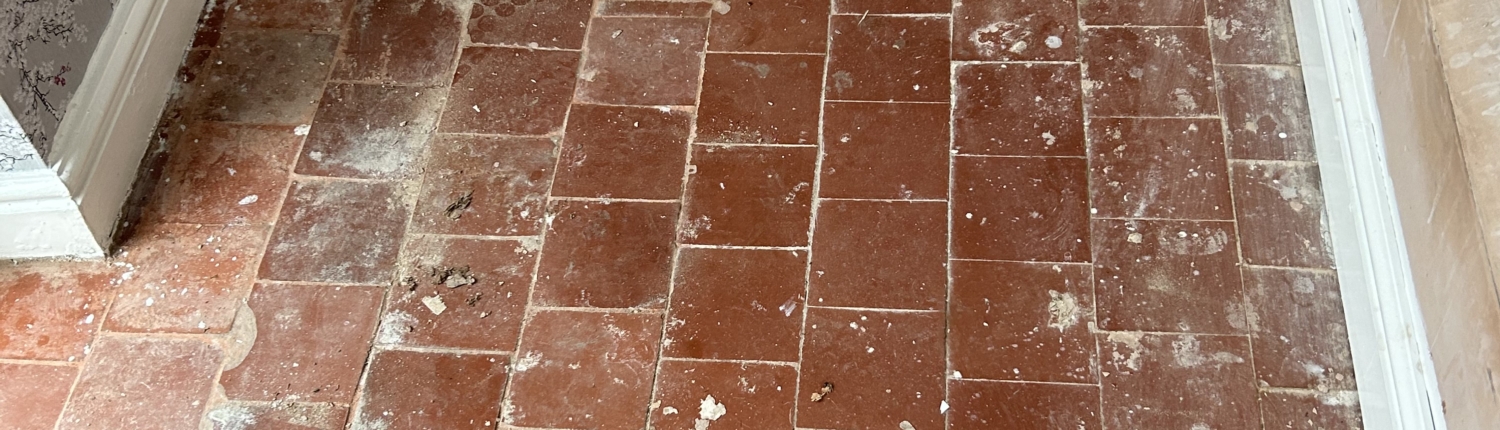 Quarry tiled floors deep cleaned, stripped and sealed/colour enhanced in Great Haywood, Staffordshire, before