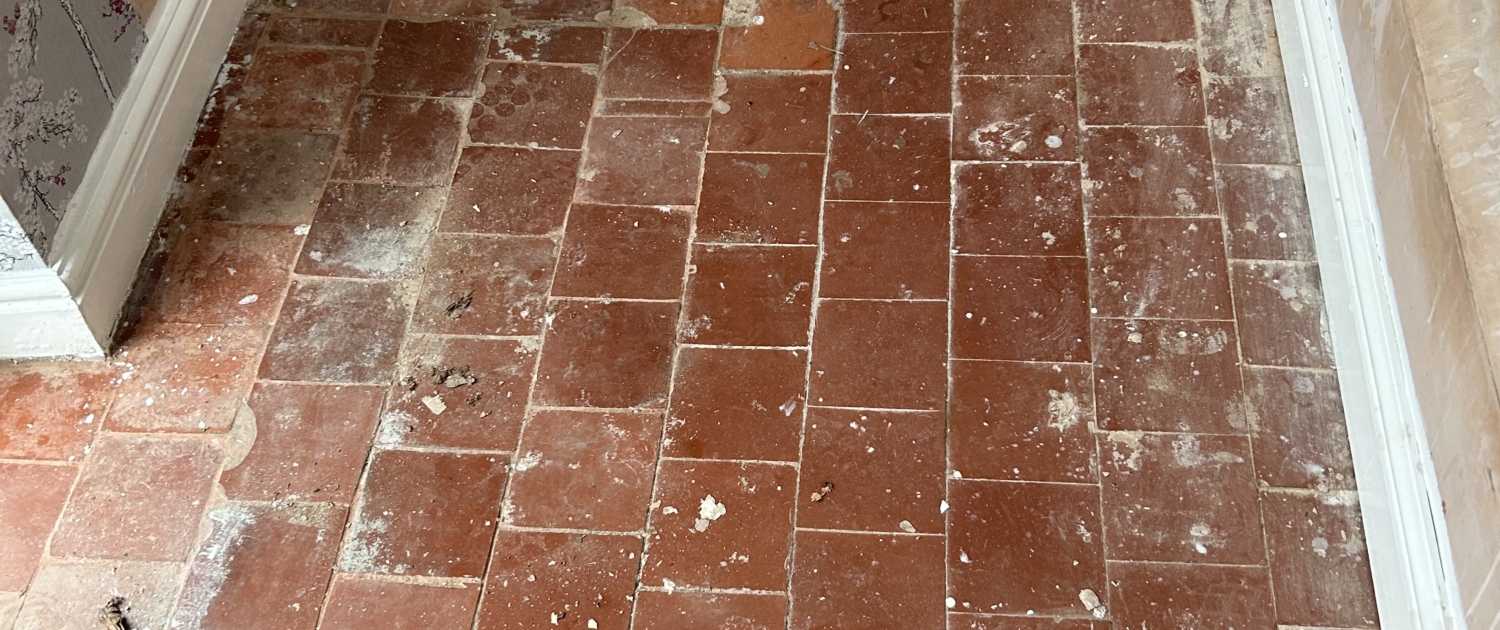 Quarry tiled floors deep cleaned, stripped and sealed/colour enhanced in Great Haywood, Staffordshire, before
