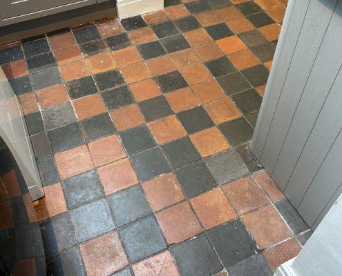 Quarry tiled kitchen floor deep cleaned and sealed in Congleton, Cheshire, before