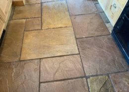 Sandstone kitchen floor deep cleaning, sealing & polishing (satin) in Aston Cantlow, Warwickshire, after1