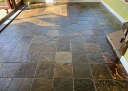 Slate floor deep cleaning, sealing and polishing to a satin finish in Warwick, Warwickshire, after
