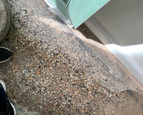 Terrazzo Hallway Floor Deep Cleaning, Sealing and Polishing in Stratford upon Avon, Warwickshire, before