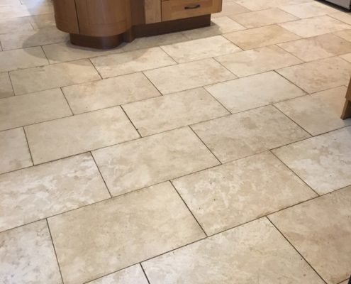 Travertine floor deep cleaning, honing and sealing in Sandbach, Cheshire, before