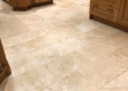 Travertine floor deep cleaning, honing and sealing in Sandbach, Cheshire, after sealed