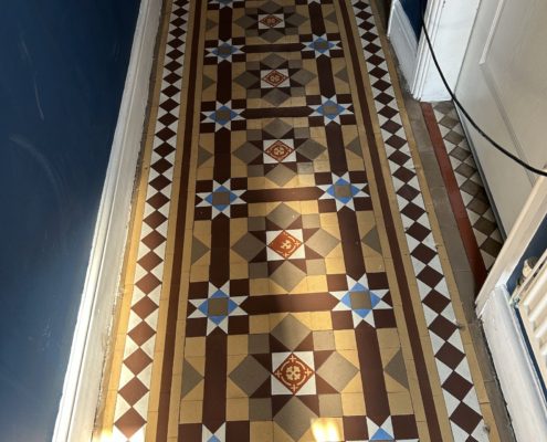 Victorian hall floor, cleaned, stripped and sealed in Northwich, Cheshire, after