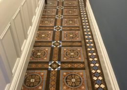Victorian/Minton hall floor deep cleaning , stripping and sealing in Macclesfield Cheshire, after