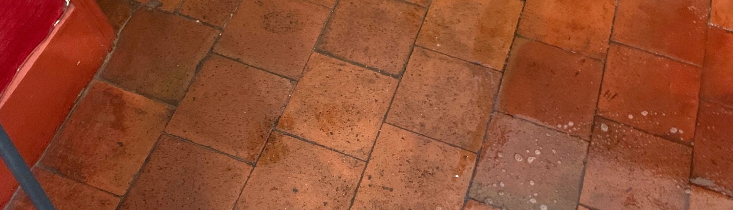 Victorian Quarry Tile Floor, Deep Clean, Breathable Seal and Polishing in Solihull, West Midlands, before